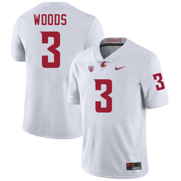 Maxwell Woods WSU Cougars Jersey.Washington State Cougars #3 Maxwell Woods Jersey Youth-White